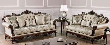 Furniture of America - Veracruz Sofa + Loveseat in Dark Cherry/Beige - FM65002BG-2PC View 1