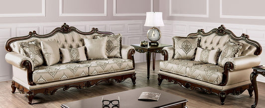 Furniture of America - Veracruz Sofa + Loveseat in Dark Cherry/Beige - FM65002BG-2PC View 1