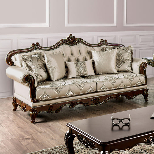 Furniture of America - Veracruz Sofa + Loveseat in Dark Cherry/Beige - FM65002BG-2PC View 2