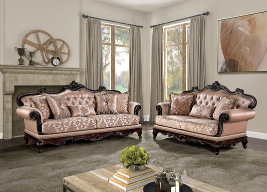 Furniture of America - Veracruz Sofa + Loveseat in Dark Cherry/Light Brown - FM65002BR-2PC View 2