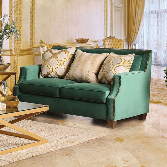 Furniture of America - Verdante Loveseat in Emerald Green/Gold - SM2271-LV View 1