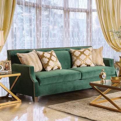 Furniture of America - Verdante Sofa in Emerald Green/Gold - SM2271-SF View 1