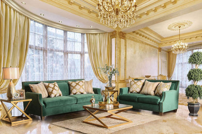 Furniture of America - Verdante Sofa in Emerald Green/Gold - SM2271-SF View 2