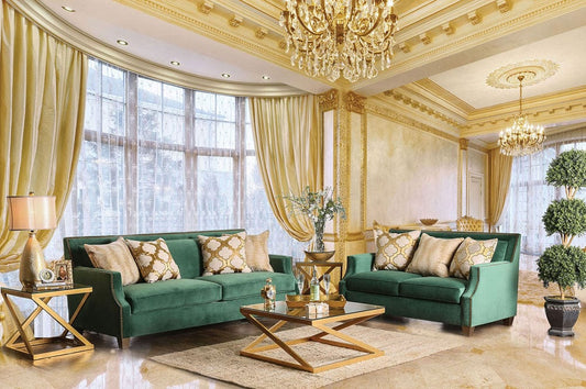 Furniture of America - Verdante Sofa in Emerald Green/Gold - SM2271-SF View 2