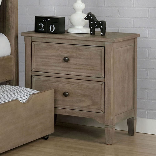 Furniture of America - Vevey Nightstand in Wire-Brushed Warm Gray - FOA7175N View 1