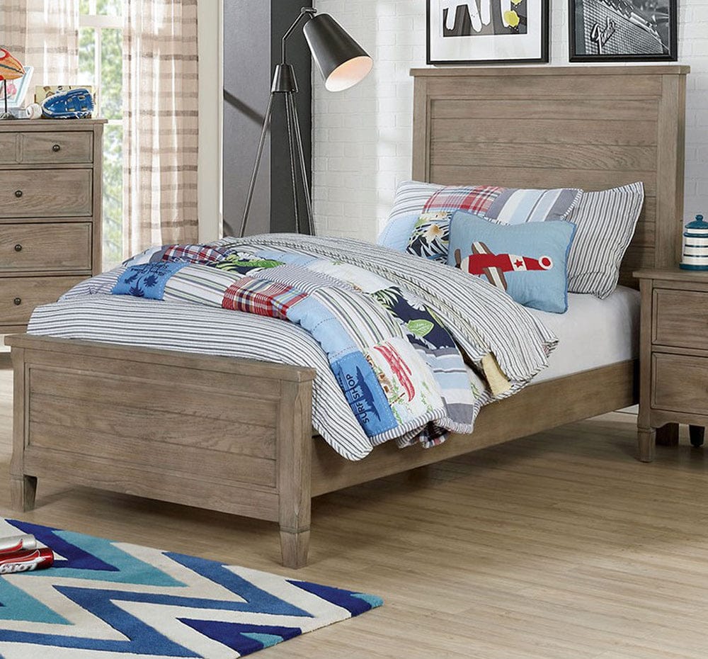 Furniture of America - Vevey Twin Bed in Wire-Brushed Warm Gray - FOA7175T-BED View 1