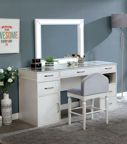 Furniture of America - Vickie Vanity Set in Luminous White - FOA-DK5684WH-PK View 1