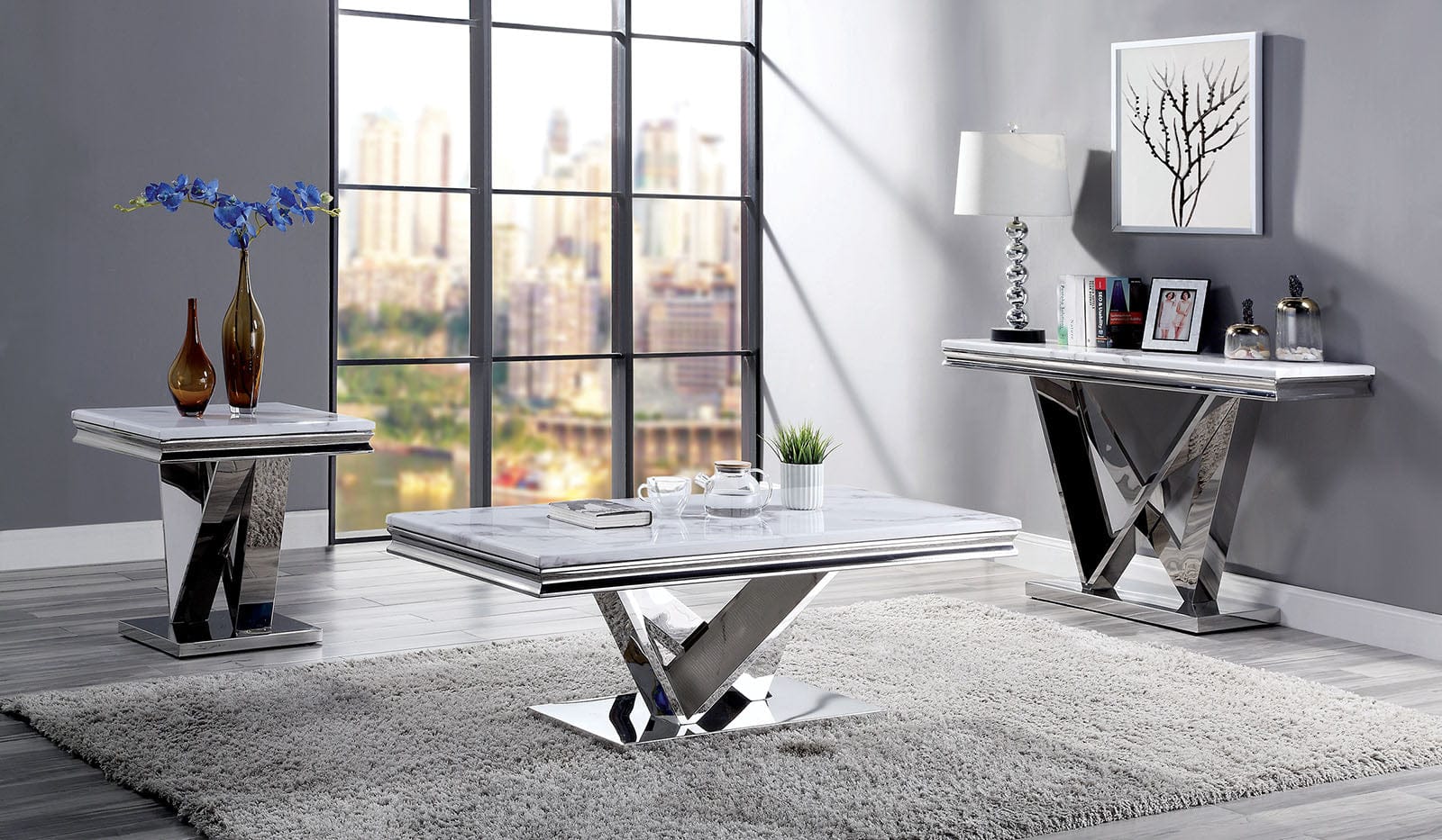 Furniture of America - Villarsglane Sofa Table in Chrome - CM4284S-TABLE View 2