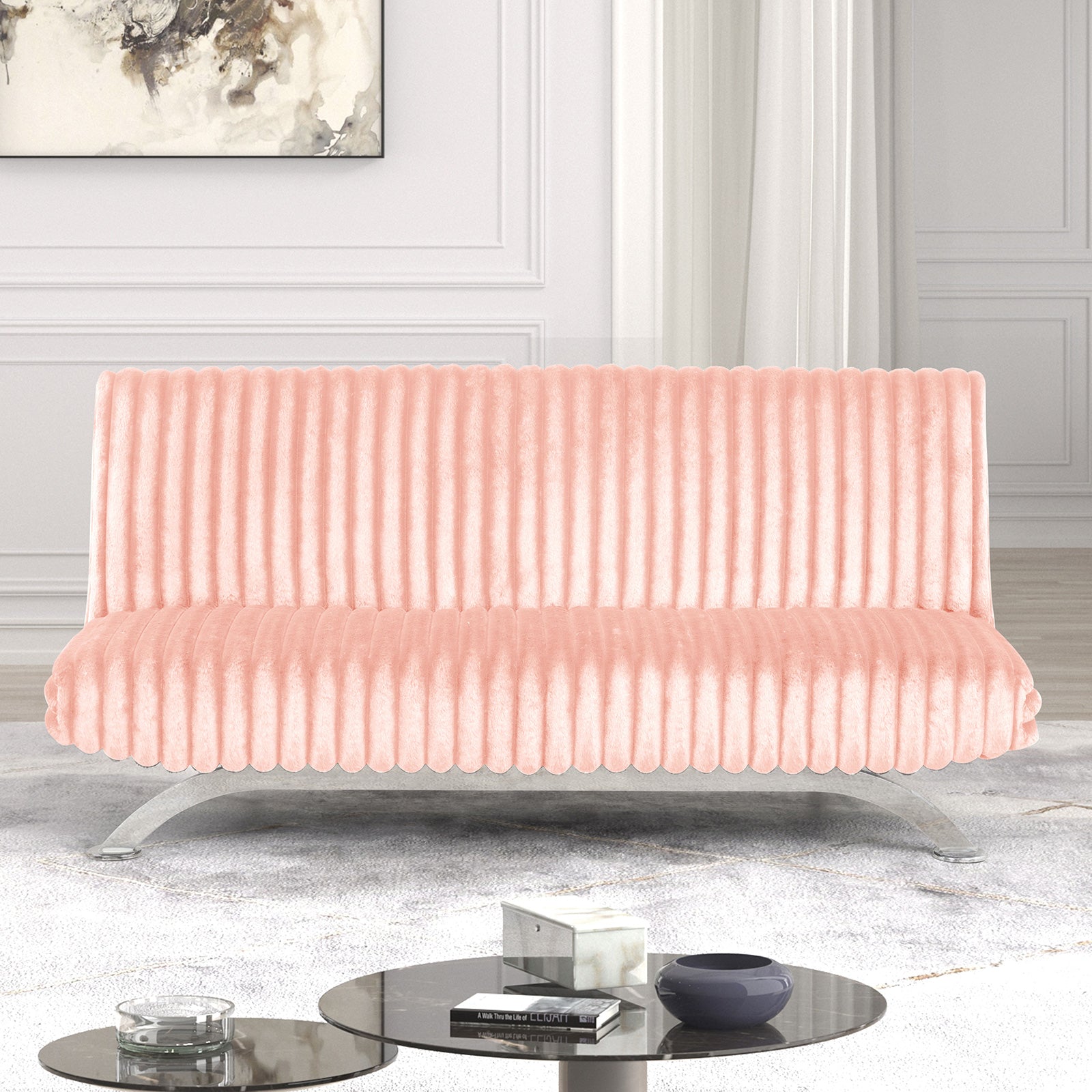 Furniture of America - Villeneuve Futon Sofa Bed in Pink - FM2906PK View 3