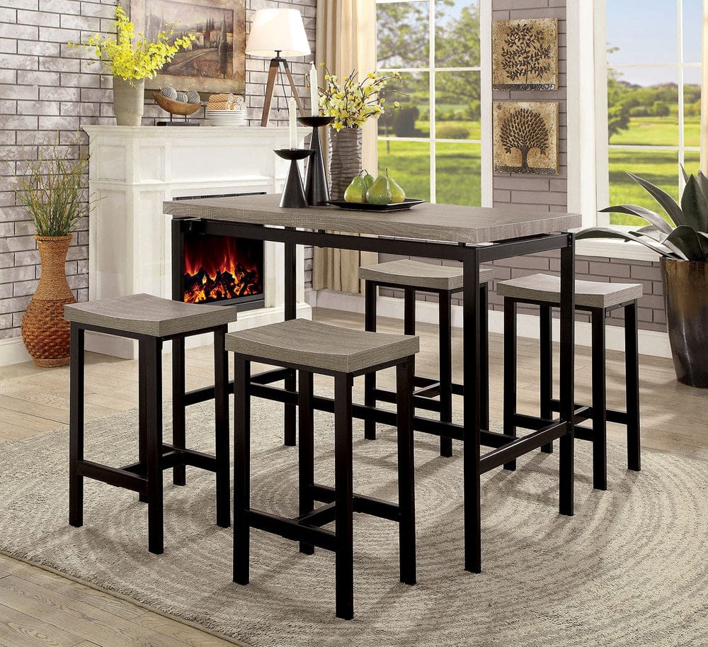 Furniture of America - Vilvoorde 5 Pc. Counter Ht. Table Set in Gray/Black - CM3454PT-5PK View 1