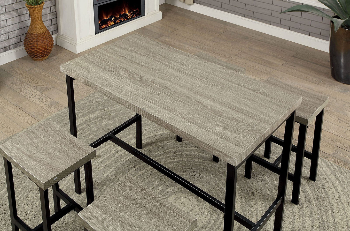 Furniture of America - Vilvoorde 5 Pc. Counter Ht. Table Set in Gray/Black - CM3454PT-5PK View 2