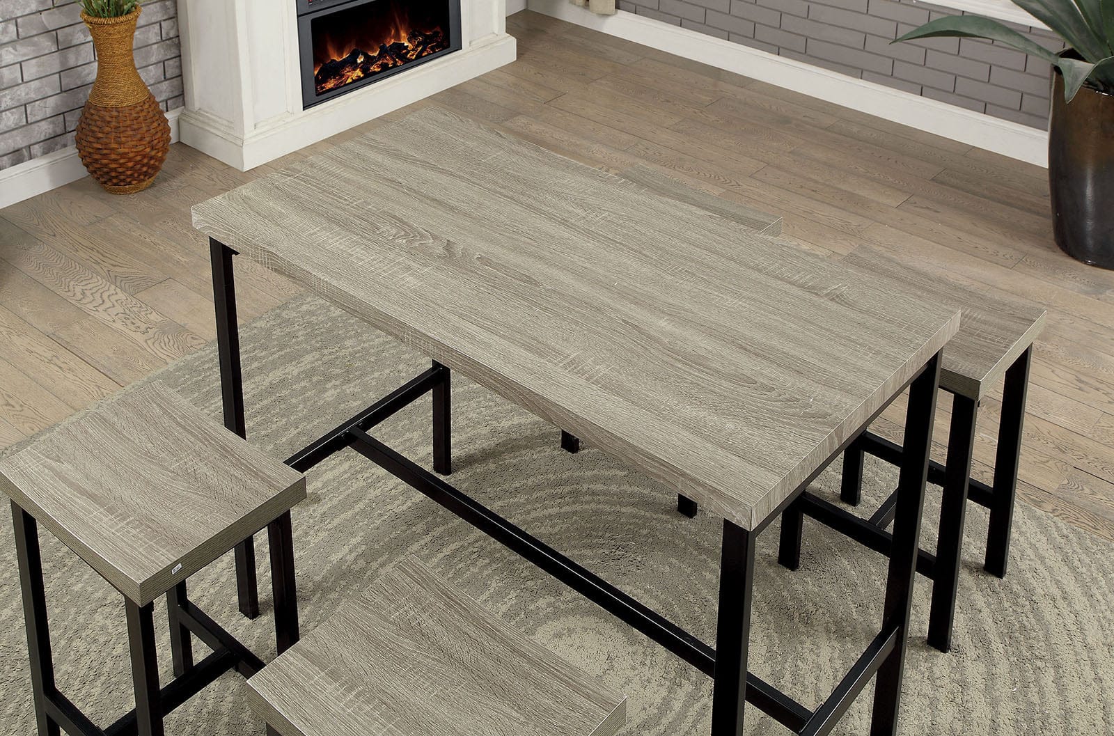 Furniture of America - Vilvoorde 5 Pc. Counter Ht. Table Set in Gray/Black - CM3454PT-5PK View 2