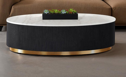 Furniture of America - Virden Oval Cocktail Table in Black/White/Gold - FM47000BK-CO View 1