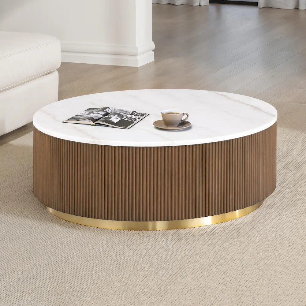Furniture of America - Virden - Round Cocktail Table - FM47000BR-CR view 1