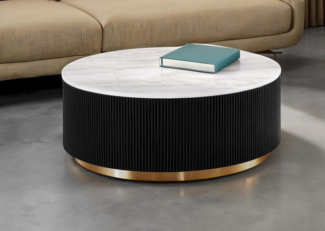 Furniture of America - Virden Round Cocktail Table in Black/White/Gold - FM47000BK-CR View 1