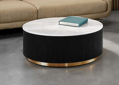 Furniture of America - Virden Round Cocktail Table in Black/White/Gold - FM47000BK-CR View 1