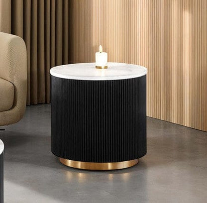 Furniture of America - Virden Round End Table in Black/White/Gold - FM47000BK-ER View 1