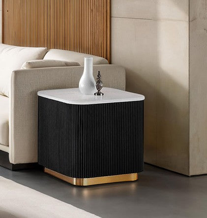 Furniture of America - Virden Square End Table in Black/White/Gold - FM47000BK-ES View 1