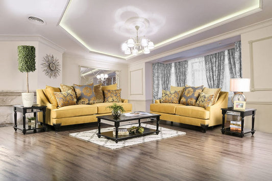 Furniture of America - Viscontti Sofa + Loveseat in Gold/Gray - SM2201-2PC View 1