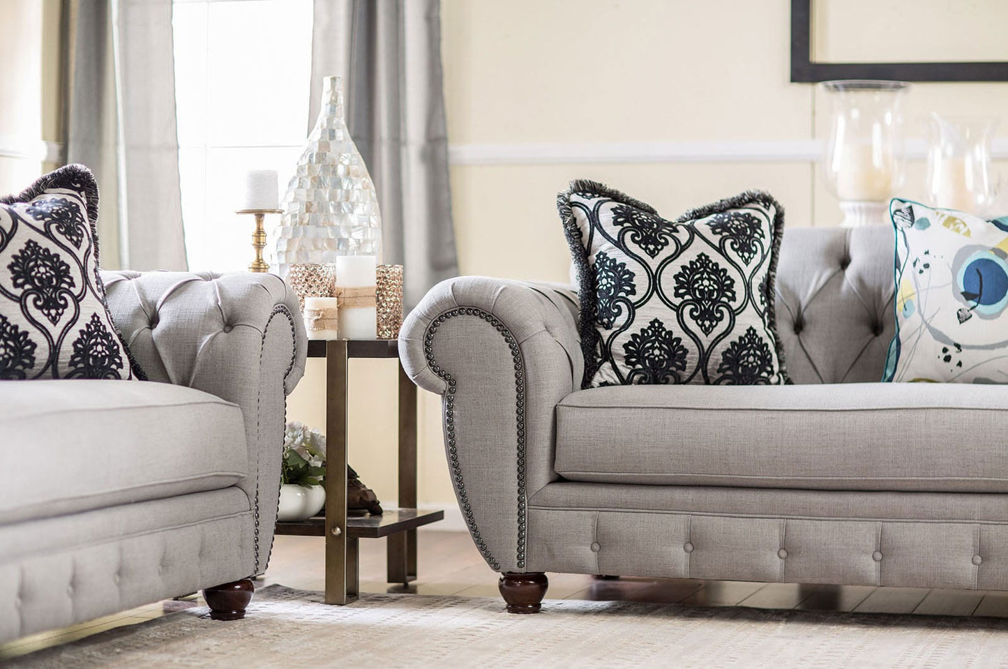 Furniture of America - Viviana Sofa in Gray/Black - SM2291-SF View 3