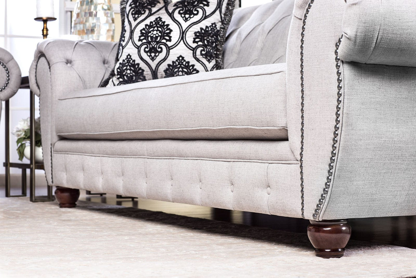 Furniture of America - Viviana Sofa + Loveseat in Gray/Black - SM2291-2PC View 2