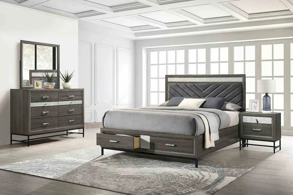 Furniture of America - Voleta - 4 Pc. Queen Bedroom Set w/ 2NS - FM7212GY-Q-5PC-2NS view 1