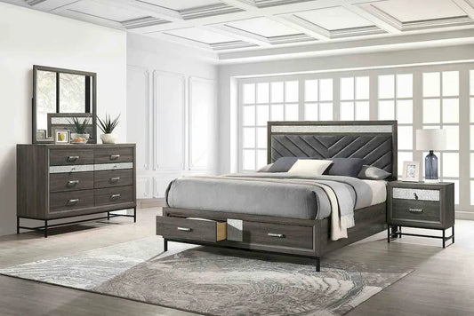 Furniture of America - Voleta - 4 Pc. Queen Bedroom Set w/ 2NS - FM7212GY-Q-5PC-2NS view 1
