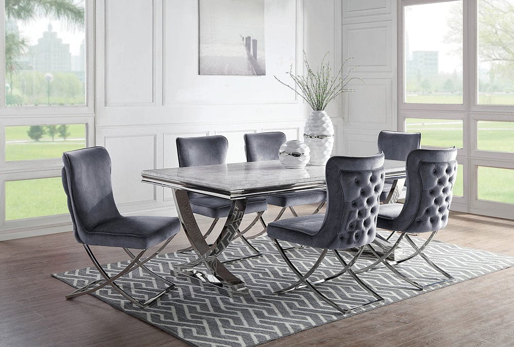 Furniture of America - Wadenswil 7 Pc. Dining Table Set in Chrome - CM3295T-7PC View 1