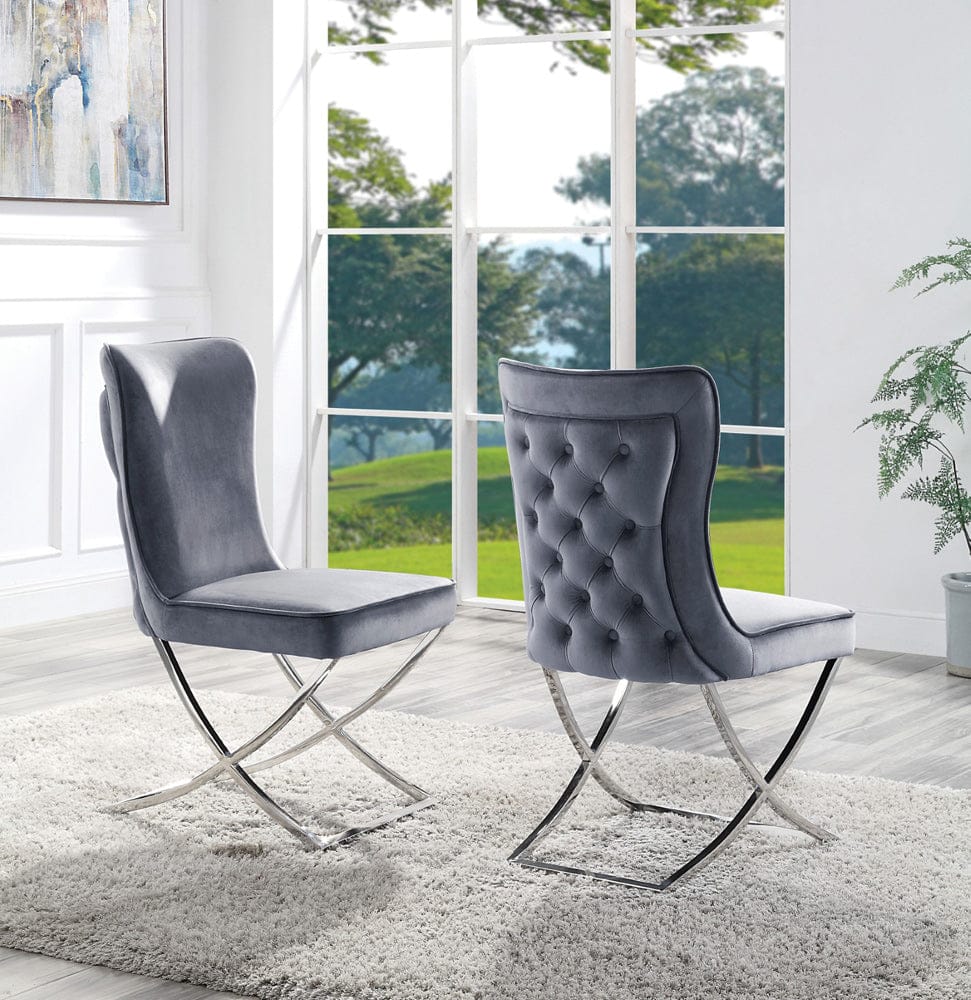 Furniture of America - Wadenswil Side Chair in Chrome/Gray - CM3285SC-N-2PK View 1