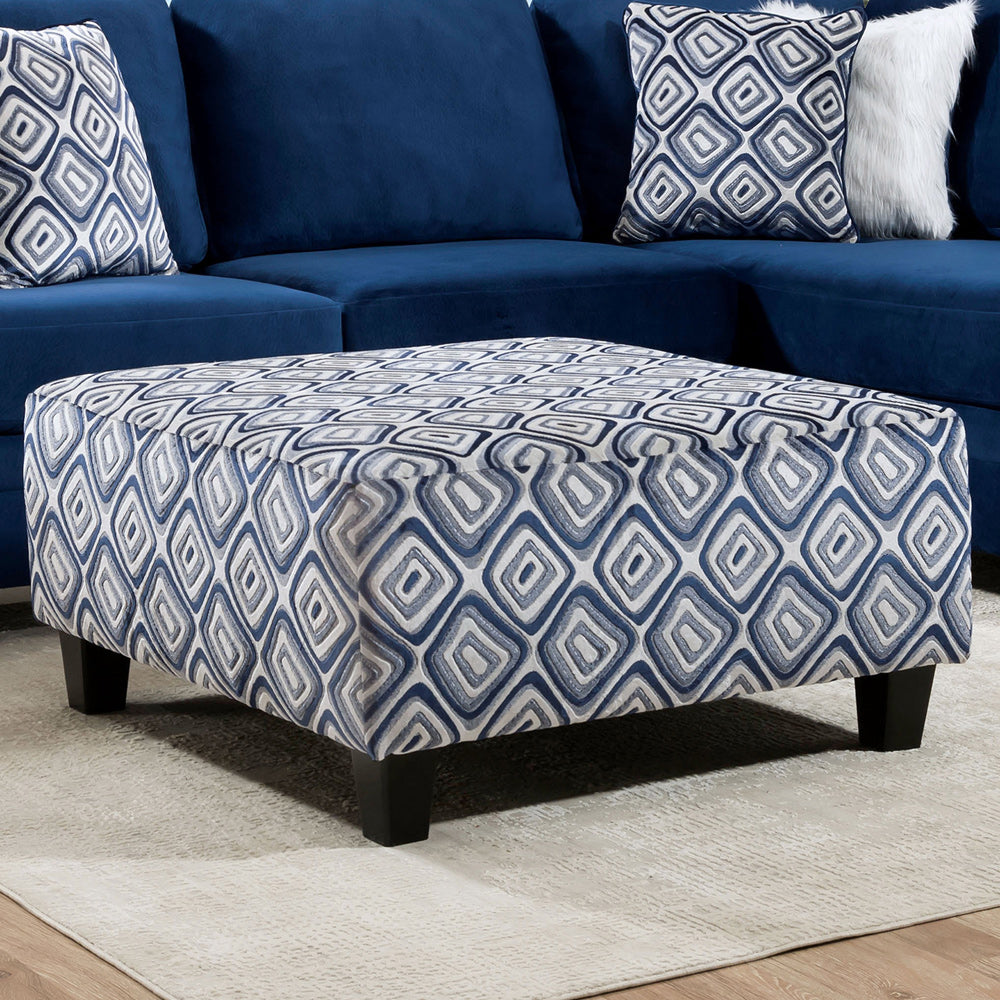 Furniture of America - Waldport Ottoman in Navy - SM5175-OT View 1