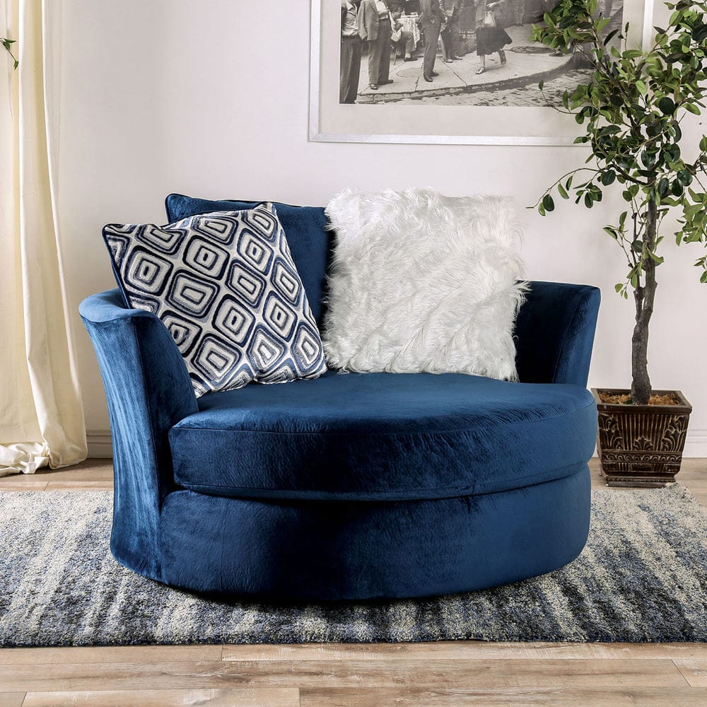 Furniture of America - Waldport Swivel Chair in Navy - SM5175-CH View 1