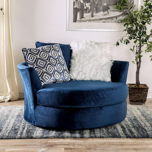 Furniture of America - Waldport Swivel Chair in Navy - SM5175-CH View 1