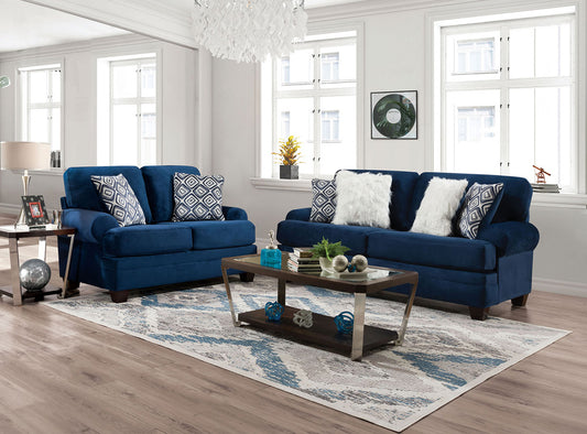Furniture of America - Waldstone Sofa + Loveseat in Navy - SM5176-2PC View 1