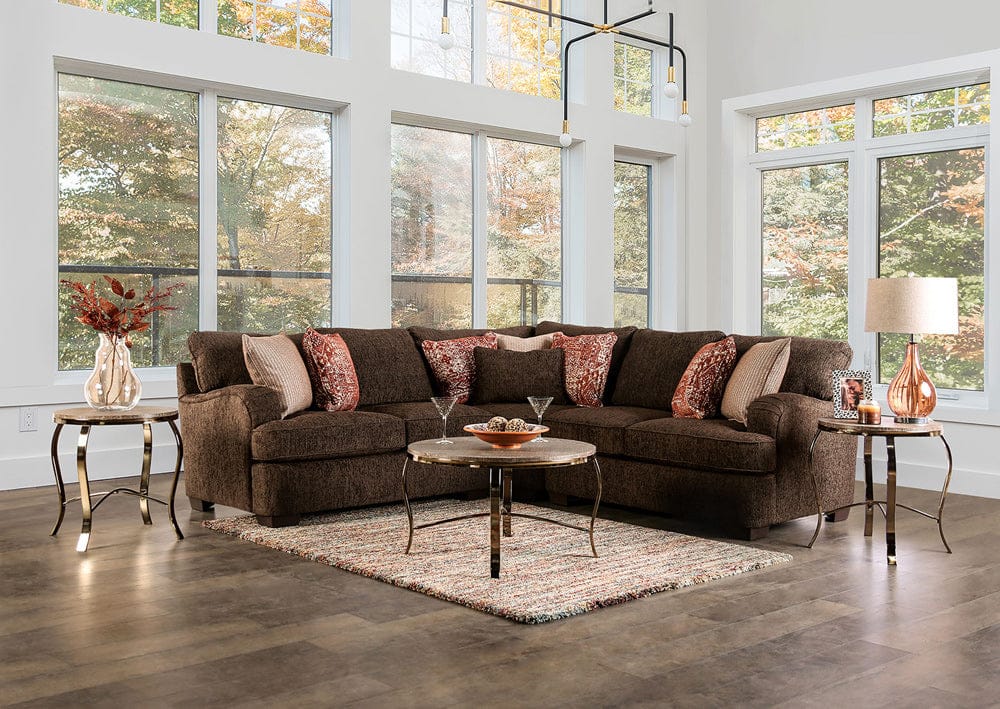 Furniture of America - Wanstead Sectional in Dark Brown/Rust - SM5417-SECT View 1