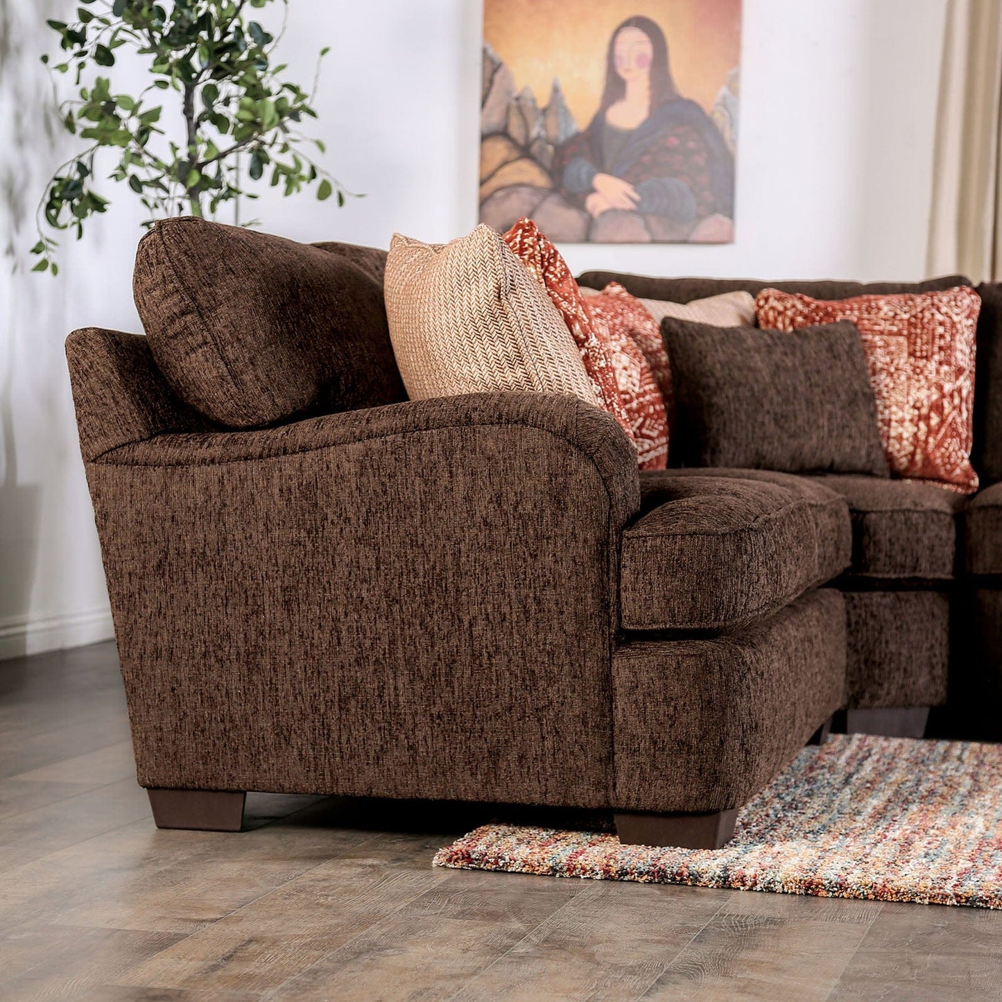 Furniture of America - Wanstead Sectional in Dark Brown/Rust - SM5417-SECT View 8