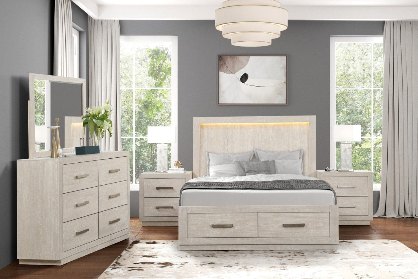 Furniture of America - Wellingborough Queen Bed in Light Gray - FM7703AK-Q-BED View 2