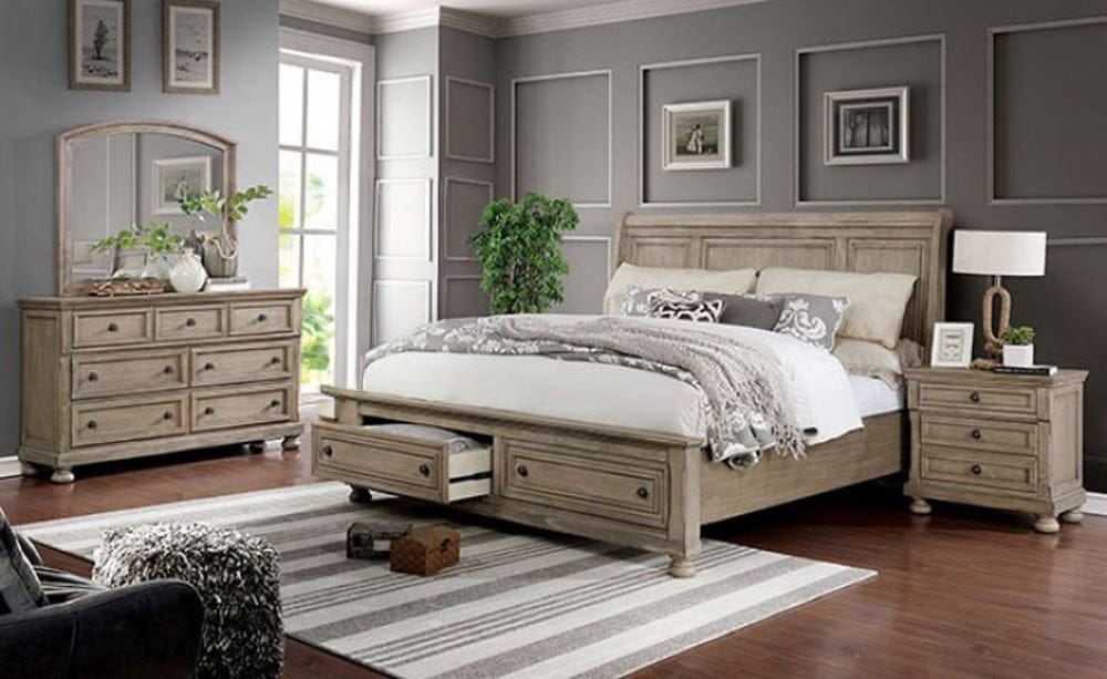 Furniture of America - Wells 4 Pc. Queen Bedroom Set in Gray - CM7568Q-4PC