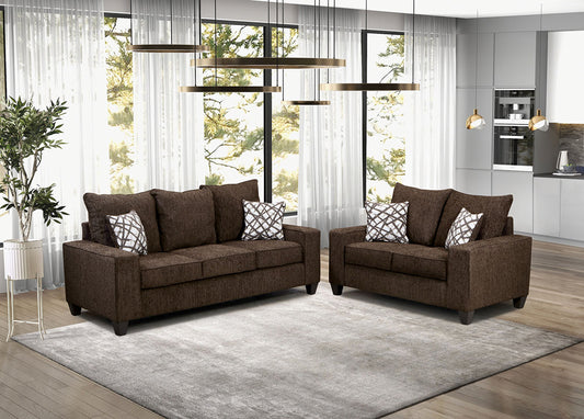 Furniture of America - West Action Sofa + Loveseat in Chocolate - SM7330-2PC View 1