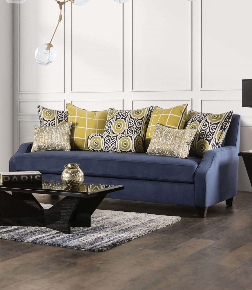 Furniture of America - West Brompton Sofa in Navy/Yellow - SM2274-SF View 1