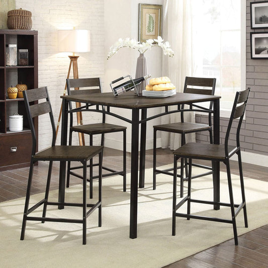 Furniture of America - Westport 5 Pc. Counter Ht. Table Set in Antique Brown/Black - CM3920PT-5PK View 1