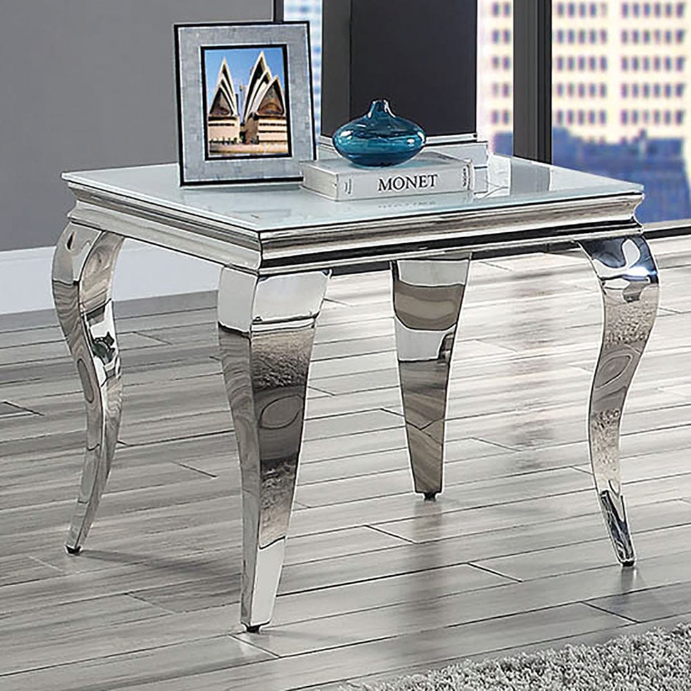 Furniture of America - Wetzikon End Table in White/Silver - CM4903WH-E-TABLE View 1