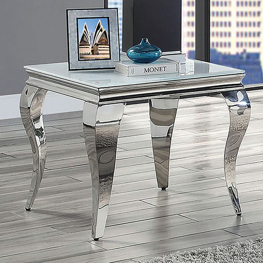 Furniture of America - Wetzikon End Table in White/Silver - CM4903WH-E-TABLE View 1