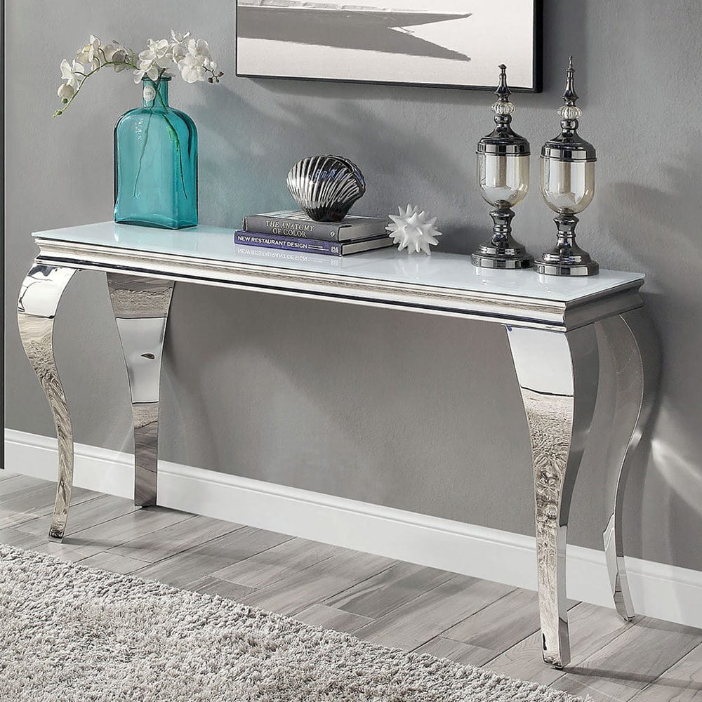 Furniture of America - Wetzikon Sofa Table in White/Silver - CM4903WH-S-TABLE View 1