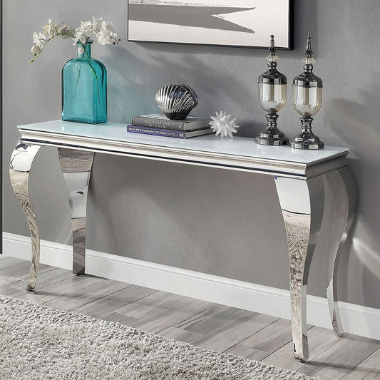 Furniture of America - Wetzikon Sofa Table in White/Silver - CM4903WH-S-TABLE View 1