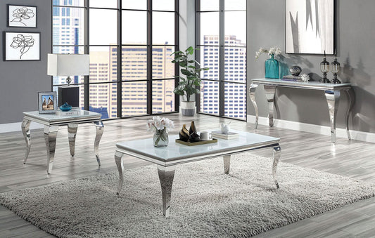 Furniture of America - Wetzikon Sofa Table in White/Silver - CM4903WH-S-TABLE View 2