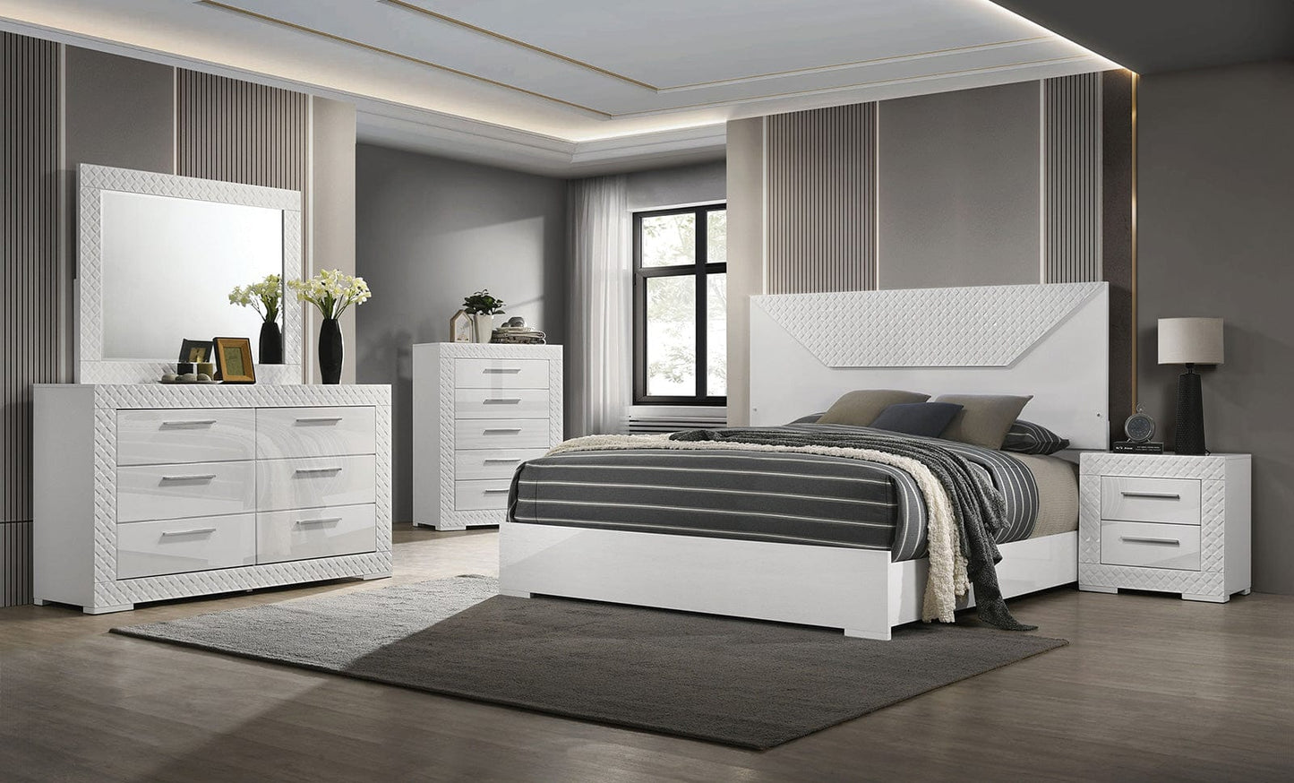 Furniture of America - Whitby E.King Bed in White - FM7216WH-EK-BED View 2