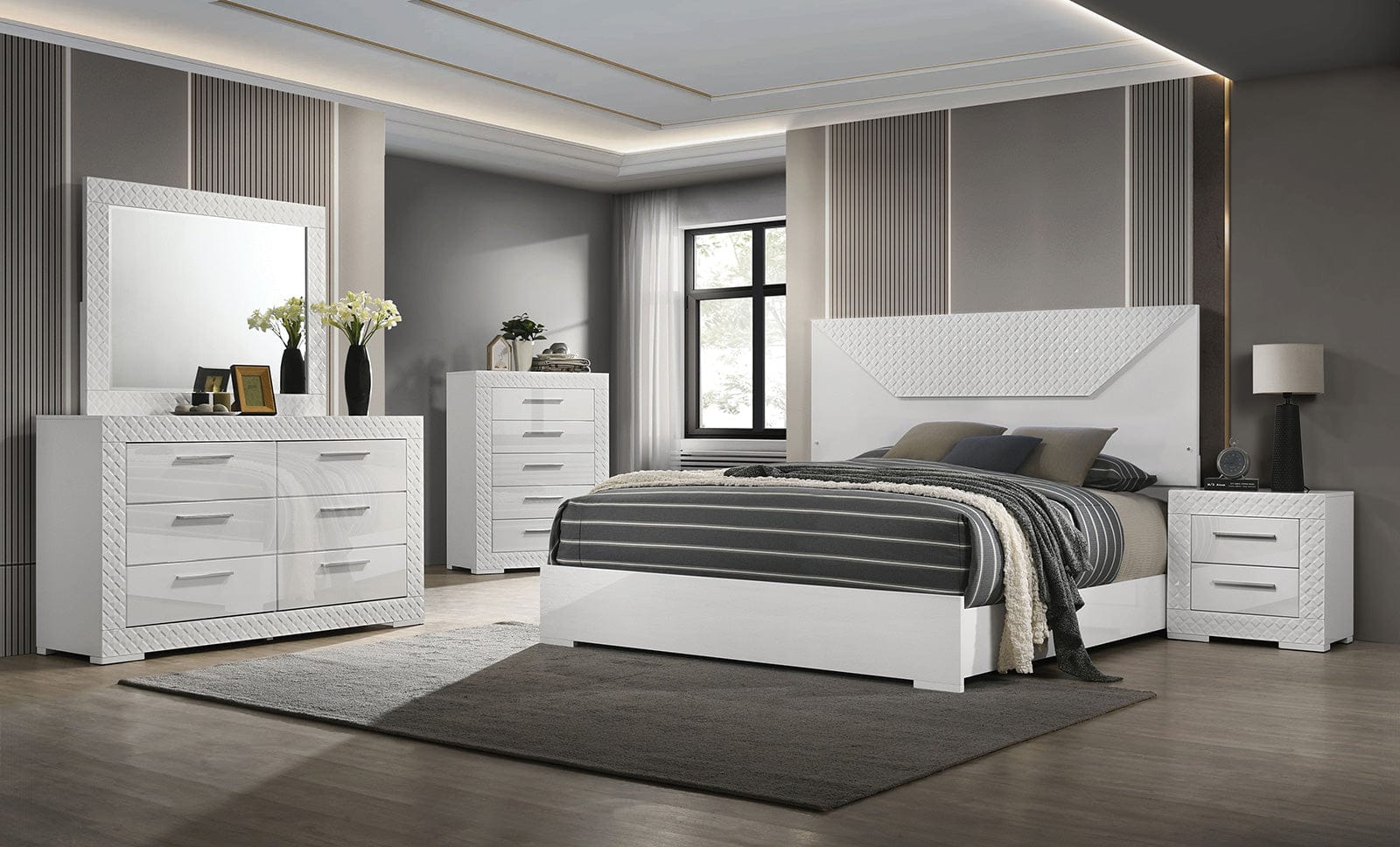 Furniture of America - Whitby E.King Bed in White - FM7216WH-EK-BED View 2