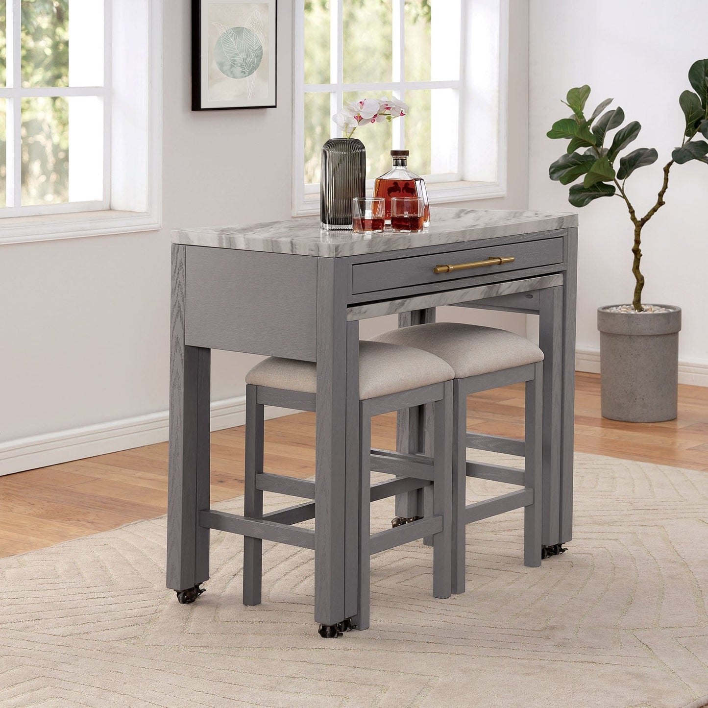 Furniture of America - Whitehall Counter Ht. Table in White/Light Gray/Beige - FOA3544LG-PT View 4