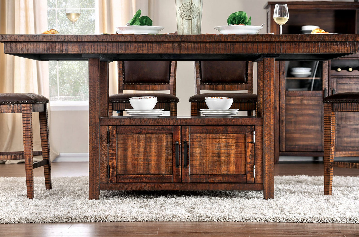 Furniture of America - Wichita Counter Ht. Table in Distressed Dark Oak - CM3061PT View 1