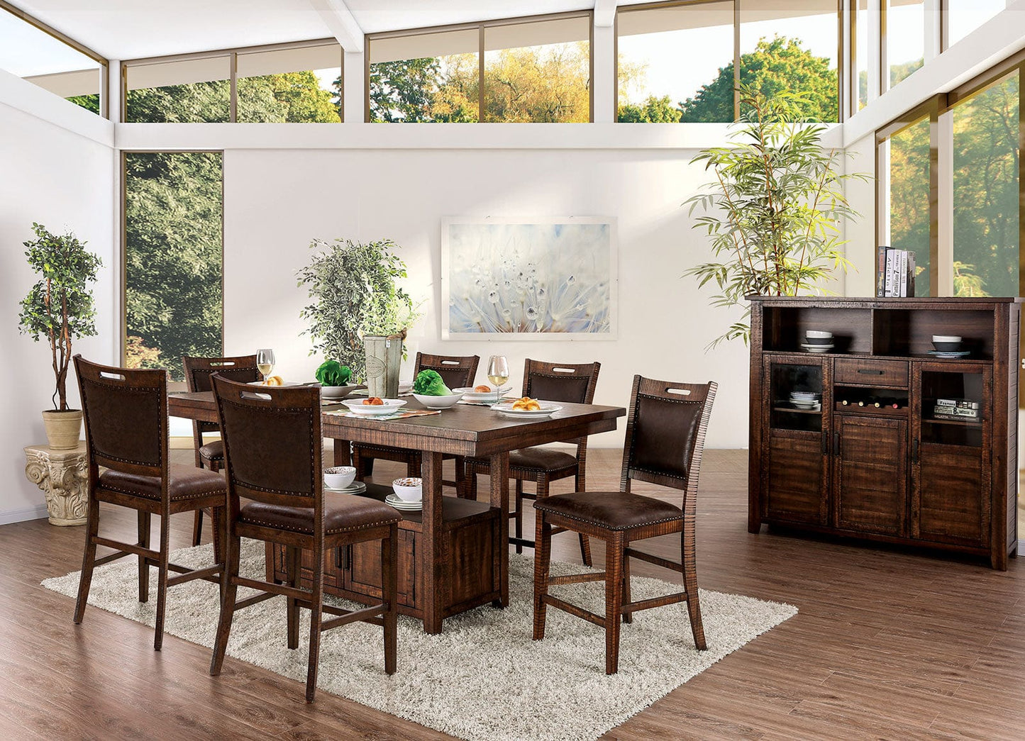 Furniture of America - Wichita Counter Ht. Table in Distressed Dark Oak - CM3061PT View 2